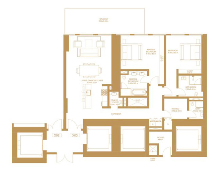 2 Bedroom : 1657 Sq.ft.