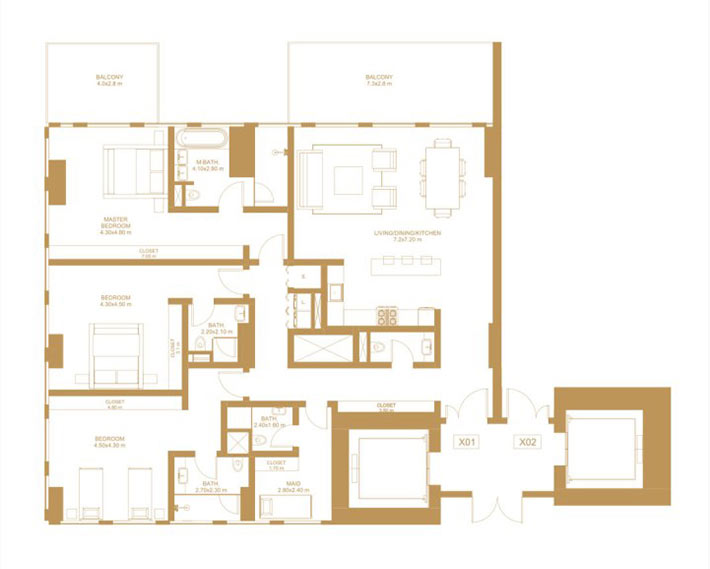 3 Bedroom : 2249 Sq.ft.