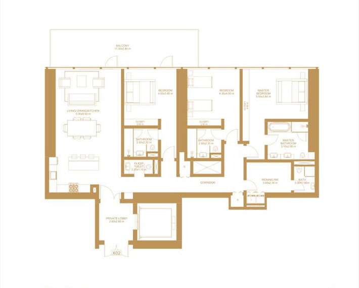 3 Bedroom : 2239 Sq.ft.